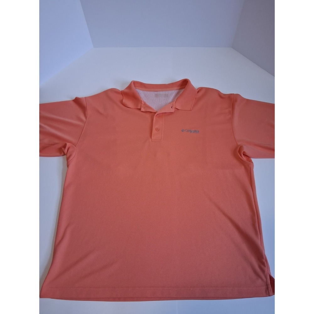 Columbia Polo Shirt Men's XL Orange Golf Moisture Wicking Outdoor Fishing